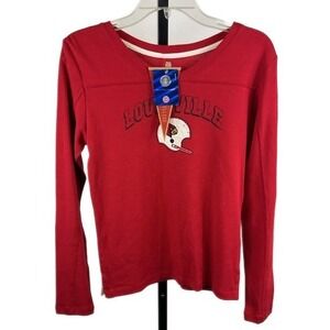 New NCAA Louisville Cardinals College Football Red Long Sleeve Shirt‎ Top Medium
